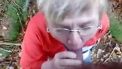 Great blow job in the wood by my old bitch !!